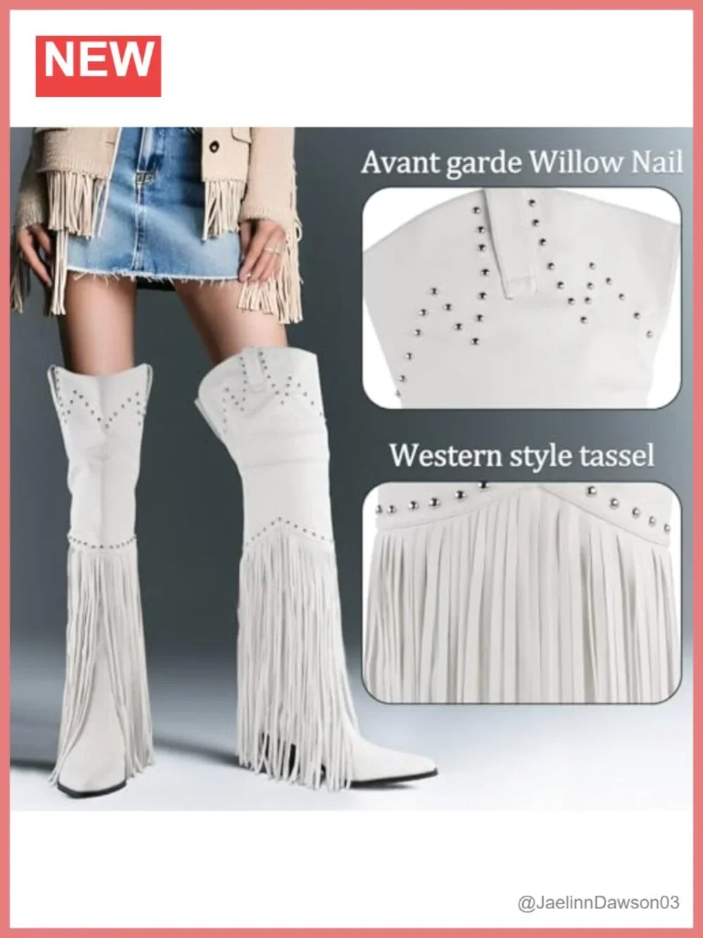 Faux Leather Cowboy Boots Wide Calf Thigh High Chunky Heel